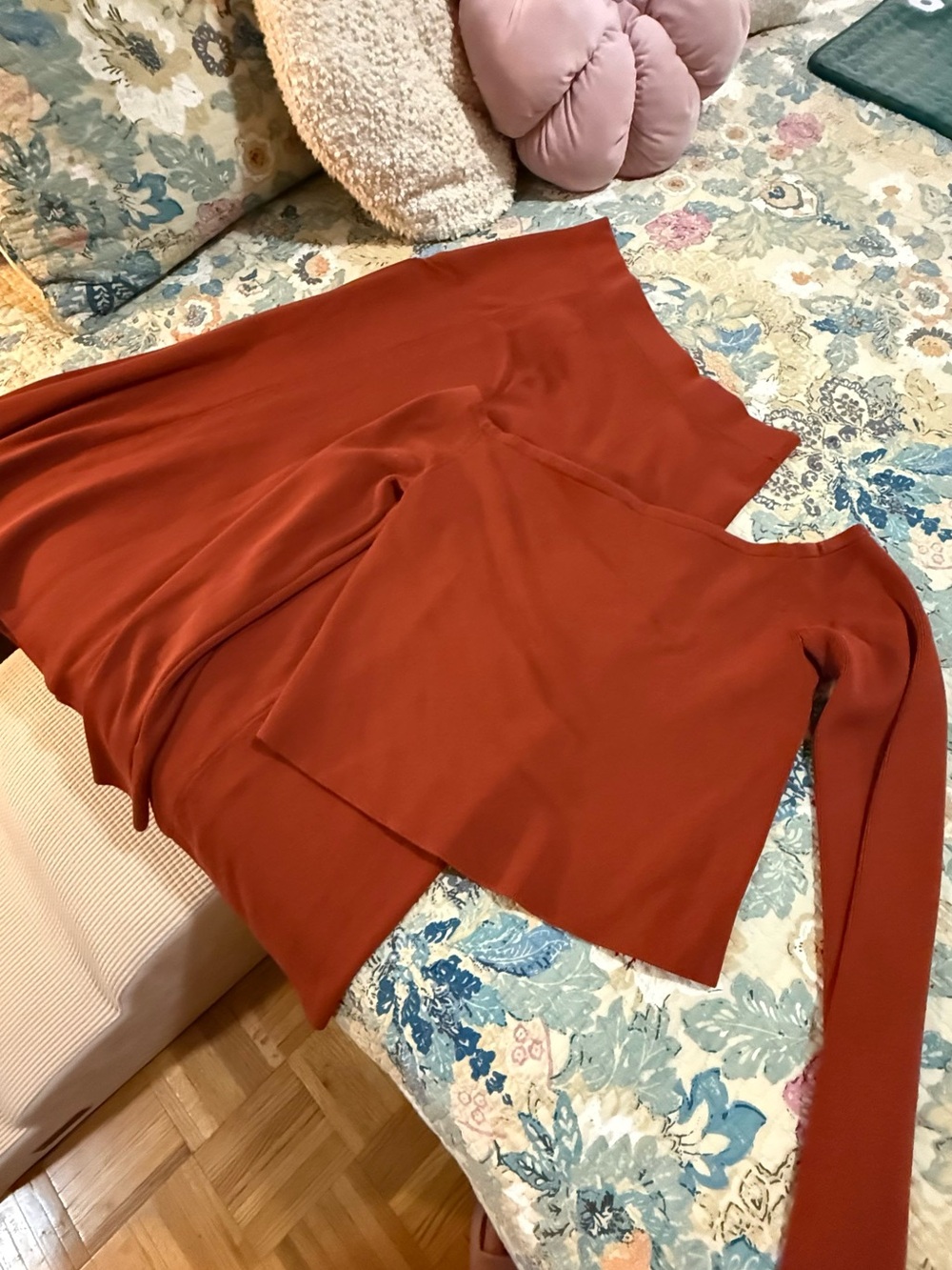 Banana Republic Women's Rust Red Sweater Skirt & Shirt Set